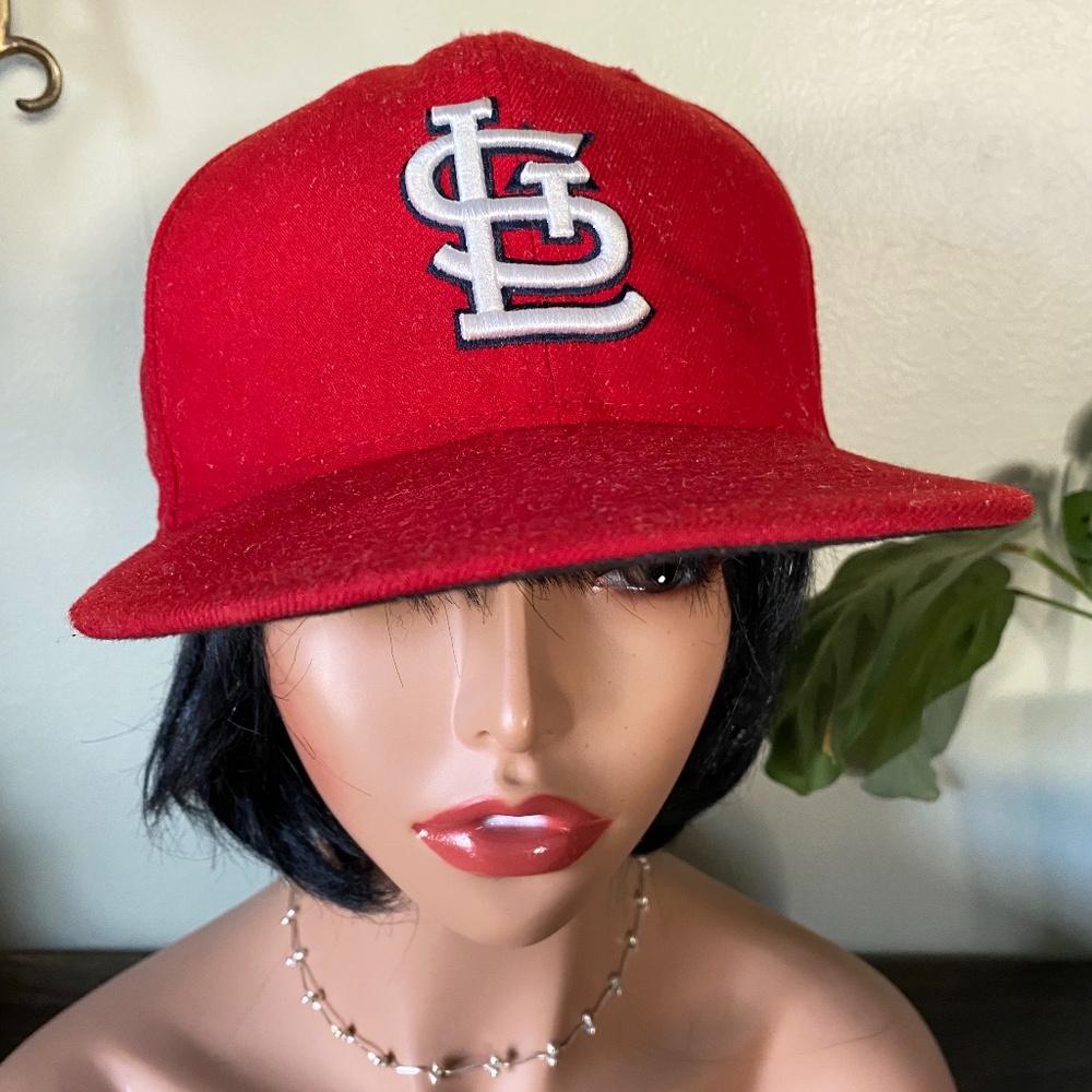 New Era Authentic Collection; St. Louis baseball hat; red; fifty-nine, fifty